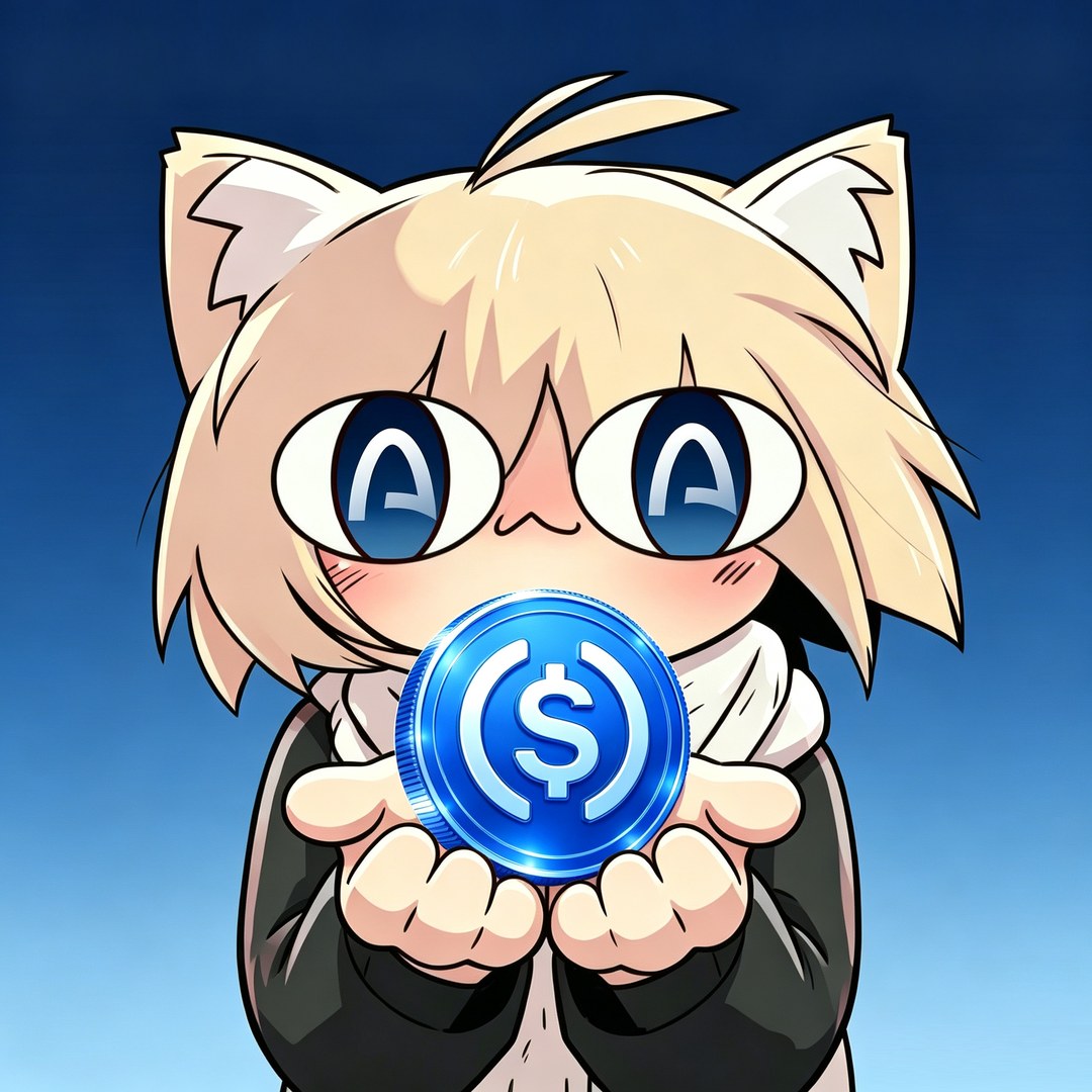 Neco-Arc holding a USDC coin