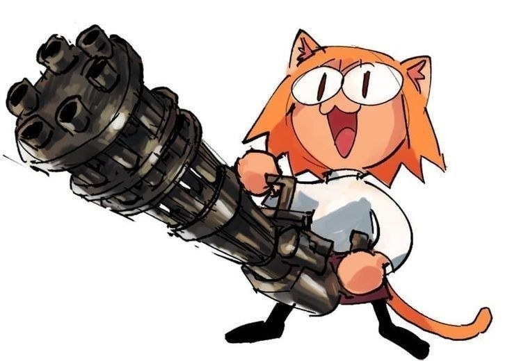 Neco-Arc with a minigun